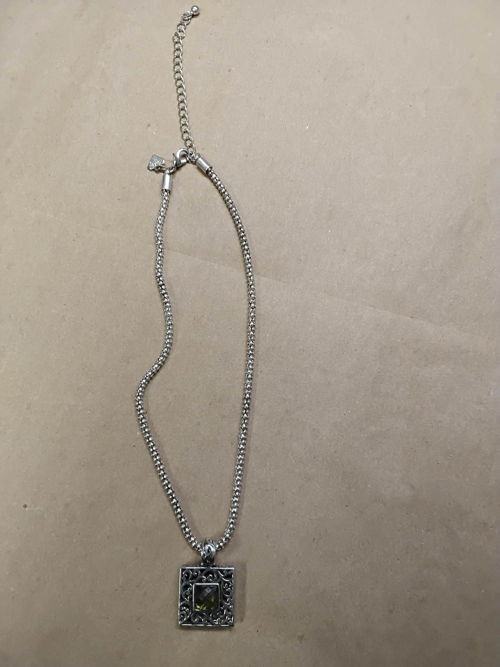 Vintage Cookie Lee Necklace With Ornament Square Pendant From 1980's 15" Long